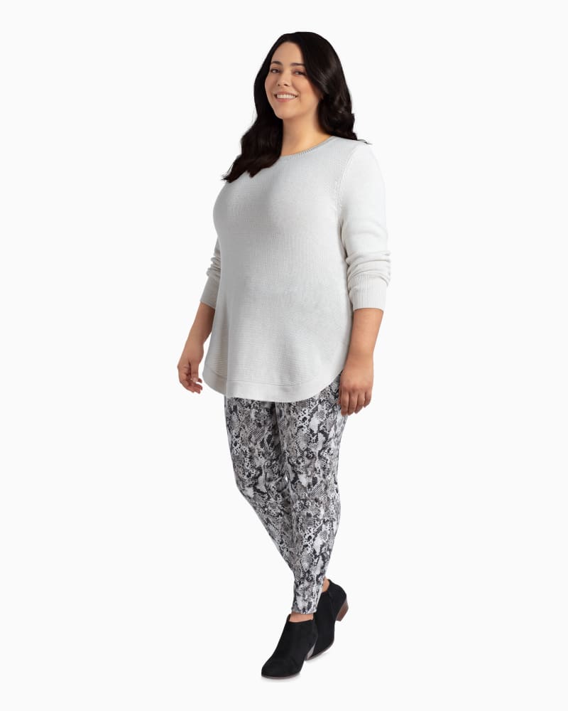 Plus size model with rectangle body shape wearing Sophie Cotton Sweater by Addition Elle | Dia&Co | dia_product_style_image_id:110899